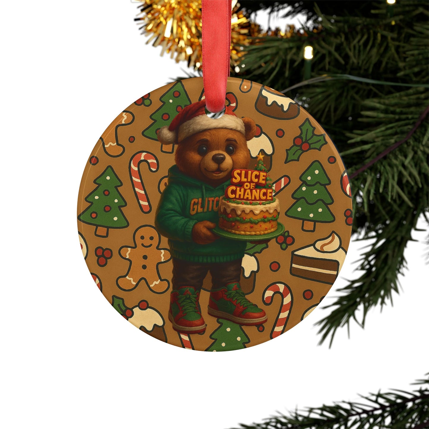 π₯ Frosted Chaos Christmas Ornament β Glitch33 x Slice of Chance Holiday Drip Edition π₯