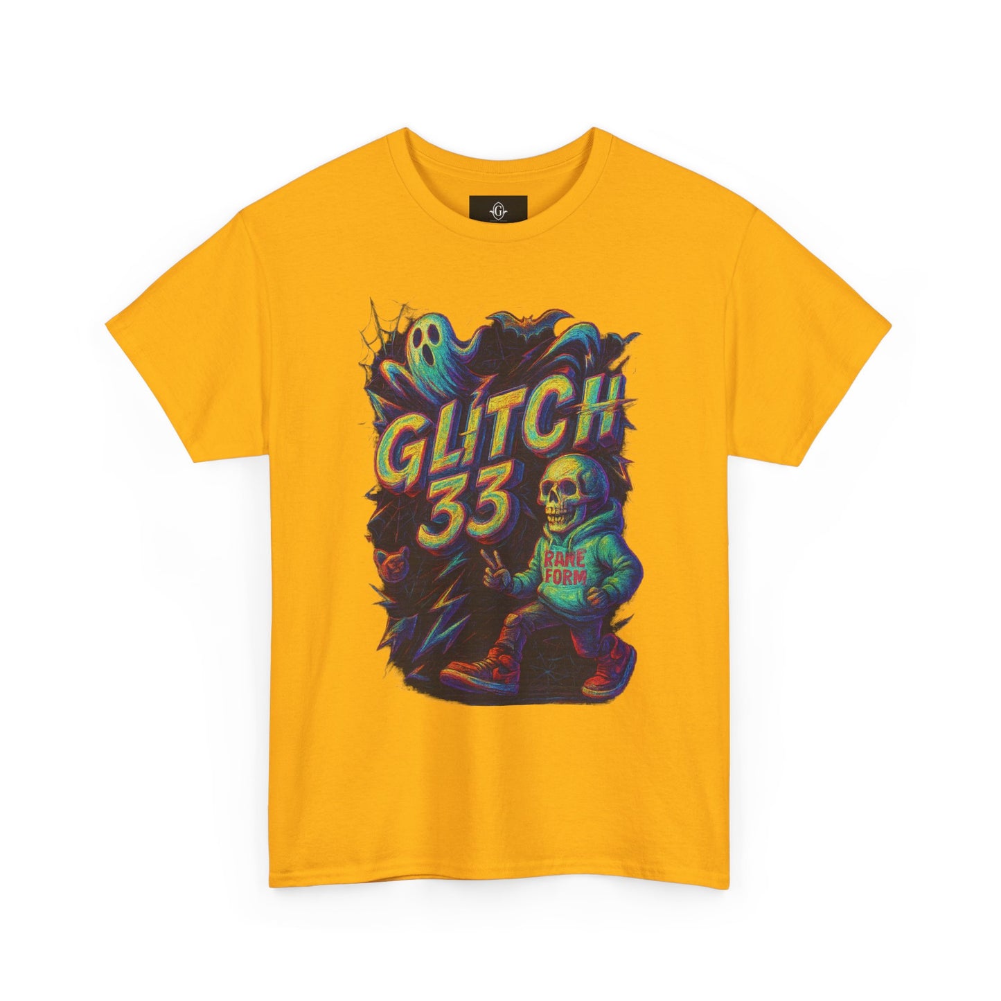 Glitch 33 Unisex Heavy Cotton Tee, Spooky Halloween Shirt, Gamer Gift, Streetwear Style, Casual Wear, Graphic Tee