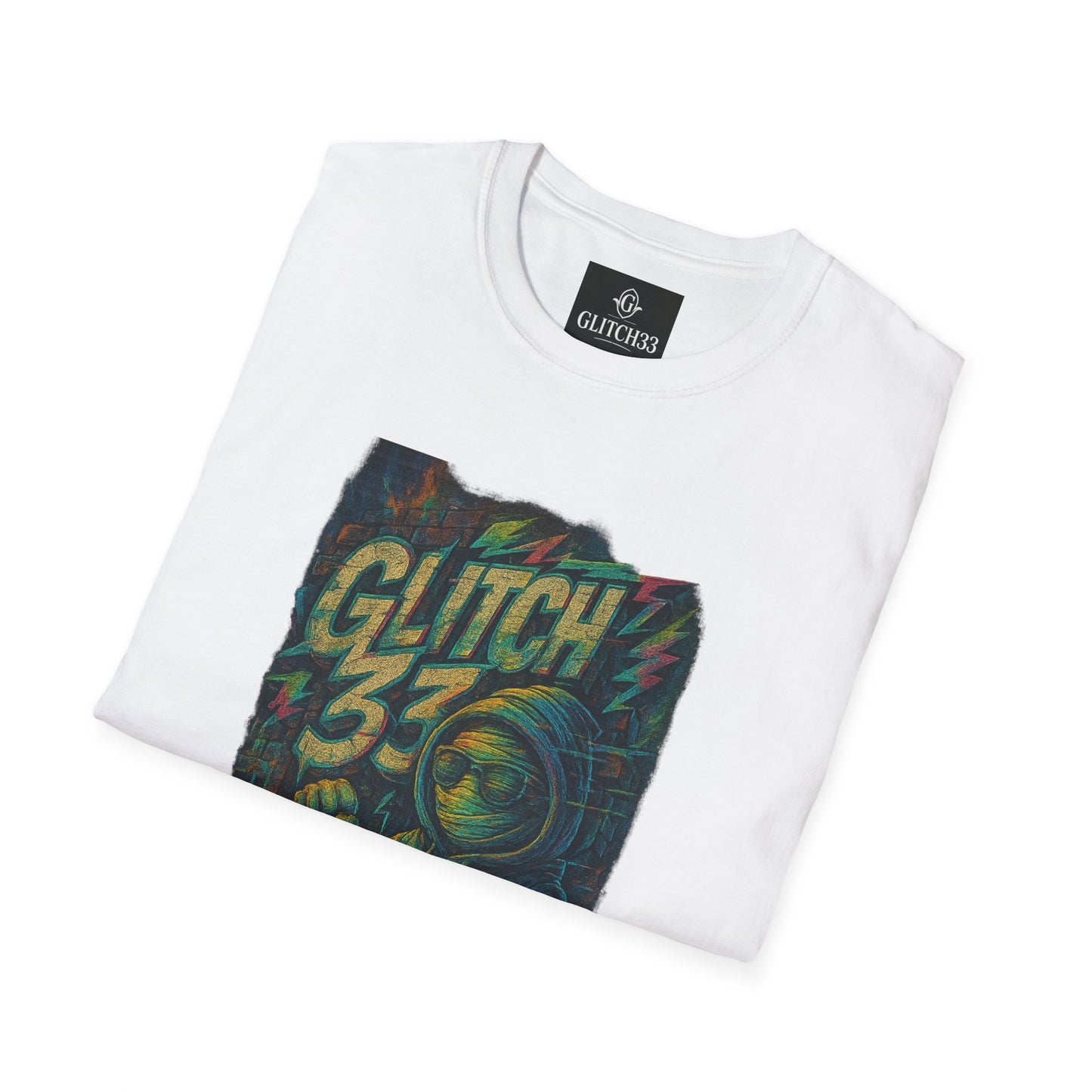 Glitch Graphic Unisex Softstyle T-Shirt - Vintage Retro Tee, Cute Casual Wear, Perfect for Gift Giving, Summer Fashion, Gamer Style