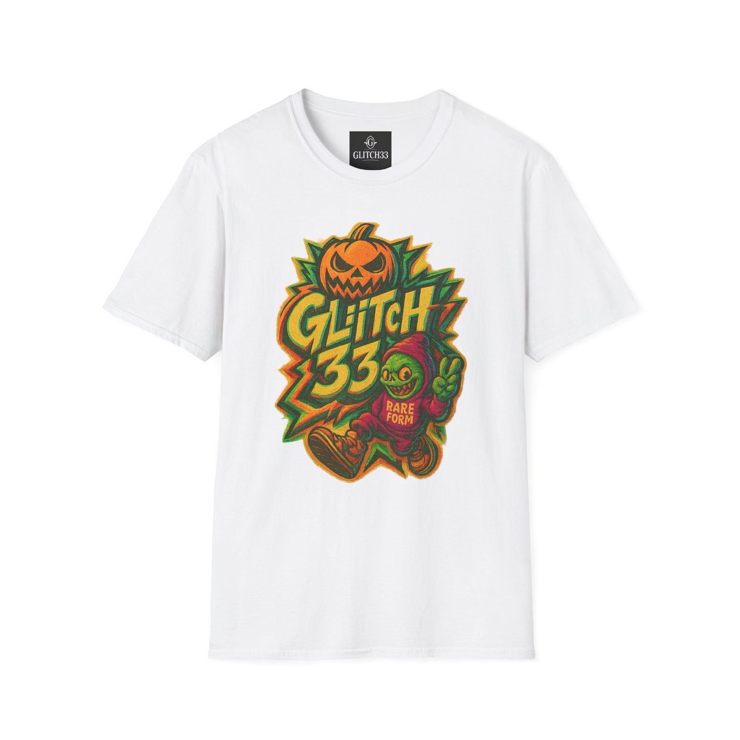 Halloween Glitch Graphic T-Shirt, Unisex Tee for Fall Fun, Pumpkin Theme, Casual Wear, Halloween Costume, Gift for Friends