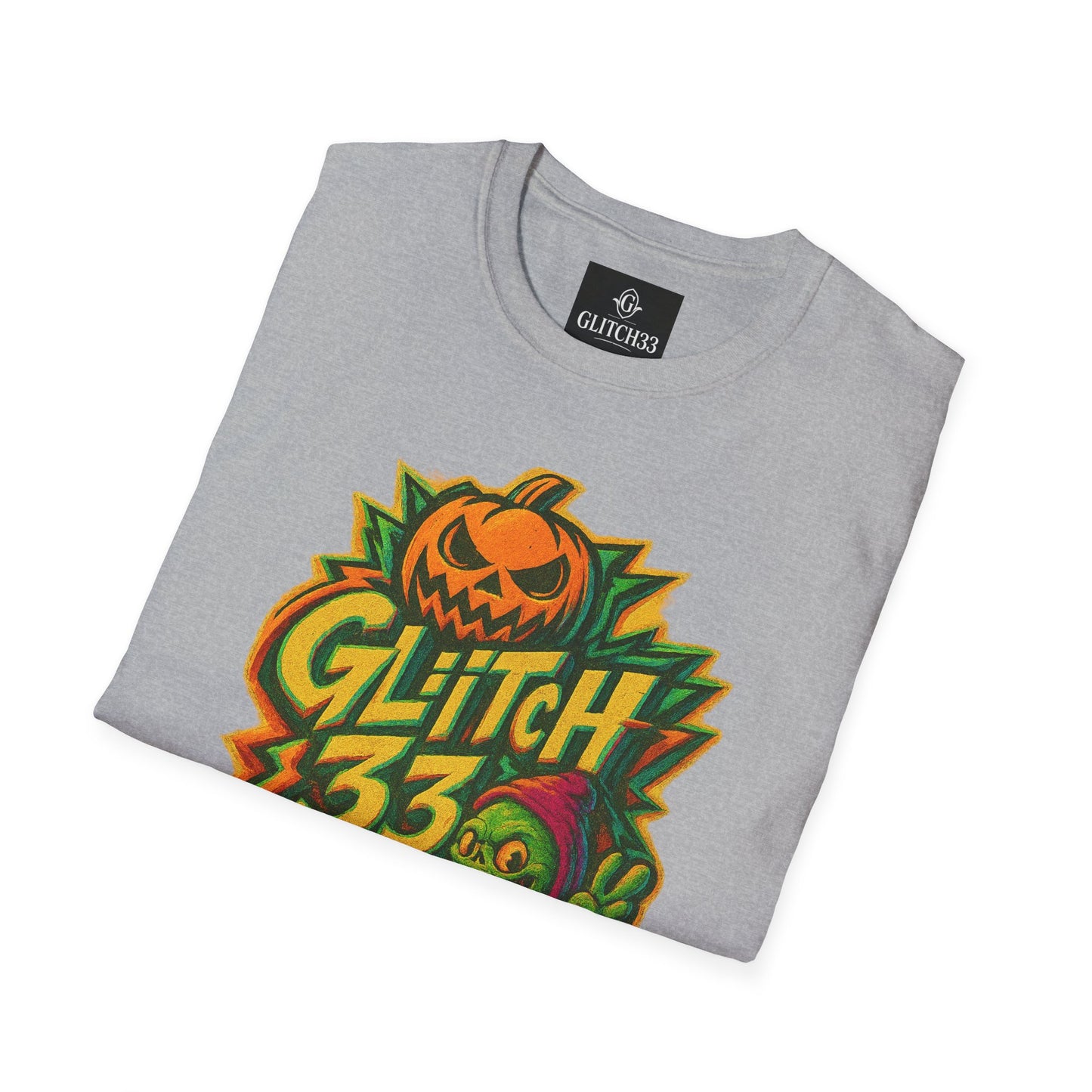Halloween Glitch Graphic T-Shirt, Unisex Tee for Fall Fun, Pumpkin Theme, Casual Wear, Halloween Costume, Gift for Friends