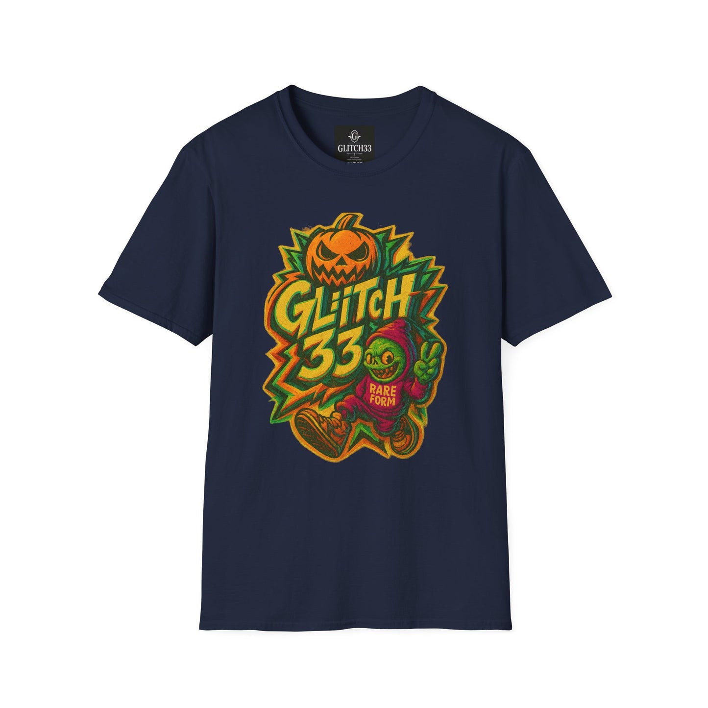 Halloween Glitch Graphic T-Shirt, Unisex Tee for Fall Fun, Pumpkin Theme, Casual Wear, Halloween Costume, Gift for Friends
