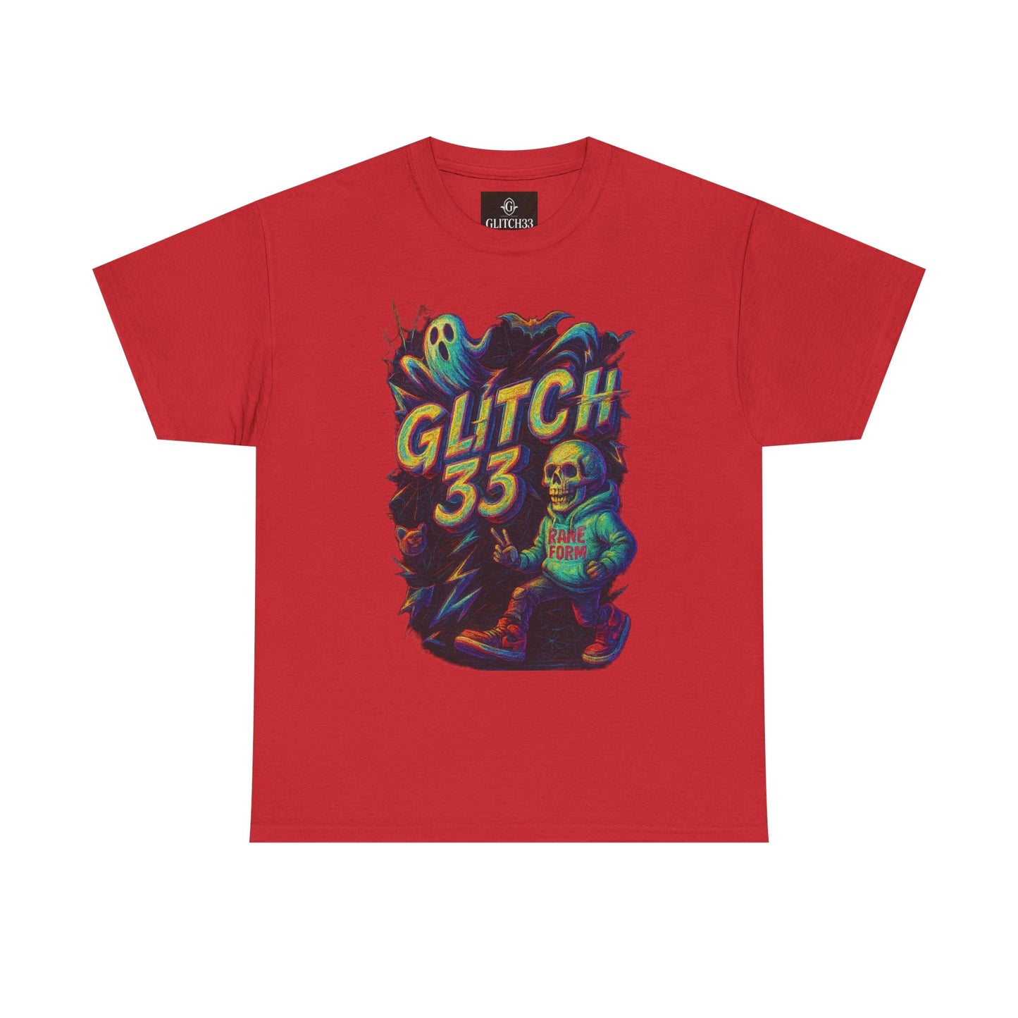 Glitch 33 Unisex Heavy Cotton Tee, Spooky Halloween Shirt, Gamer Gift, Streetwear Style, Casual Wear, Graphic Tee