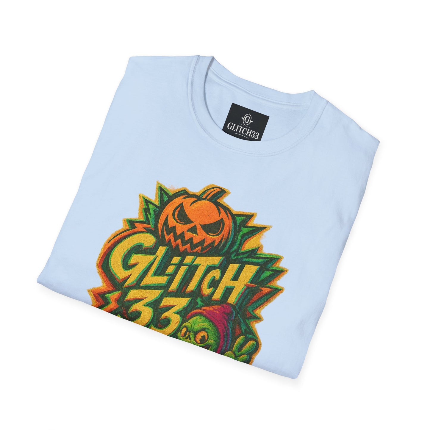 Halloween Glitch Graphic T-Shirt, Unisex Tee for Fall Fun, Pumpkin Theme, Casual Wear, Halloween Costume, Gift for Friends