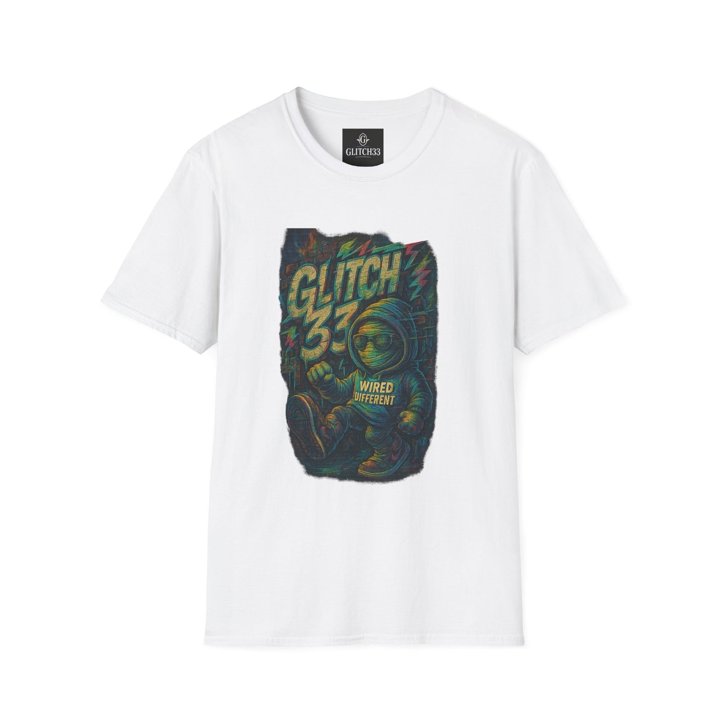 Glitch Graphic Unisex Softstyle T-Shirt - Vintage Retro Tee, Cute Casual Wear, Perfect for Gift Giving, Summer Fashion, Gamer Style