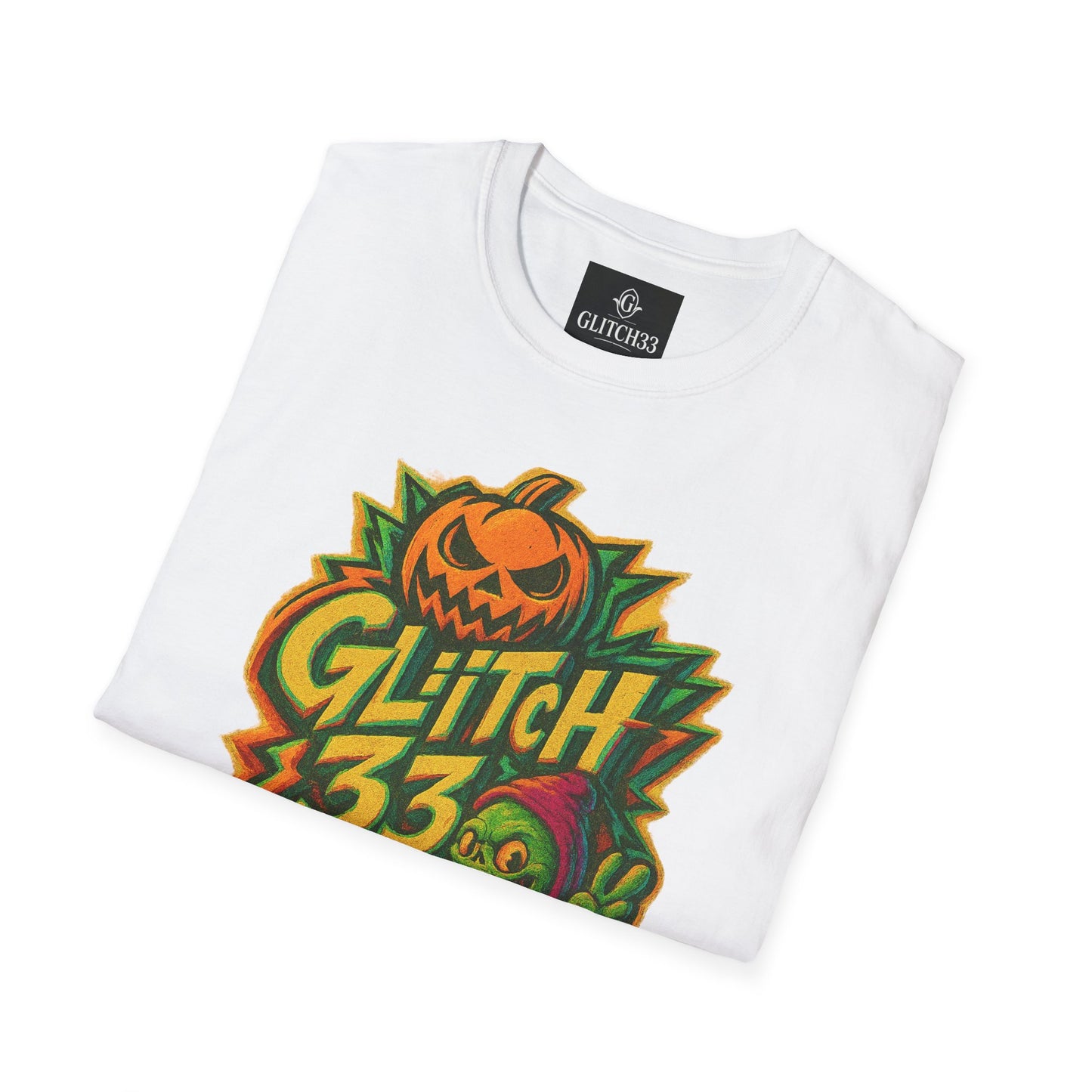 Halloween Glitch Graphic T-Shirt, Unisex Tee for Fall Fun, Pumpkin Theme, Casual Wear, Halloween Costume, Gift for Friends