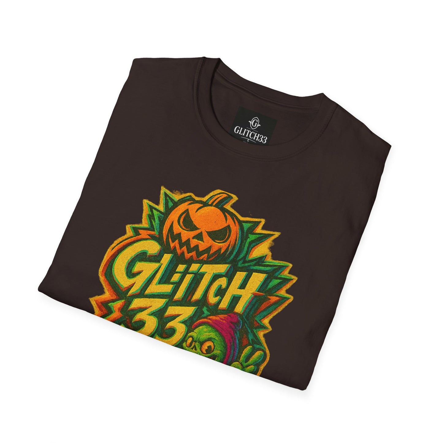 Halloween Glitch Graphic T-Shirt, Unisex Tee for Fall Fun, Pumpkin Theme, Casual Wear, Halloween Costume, Gift for Friends