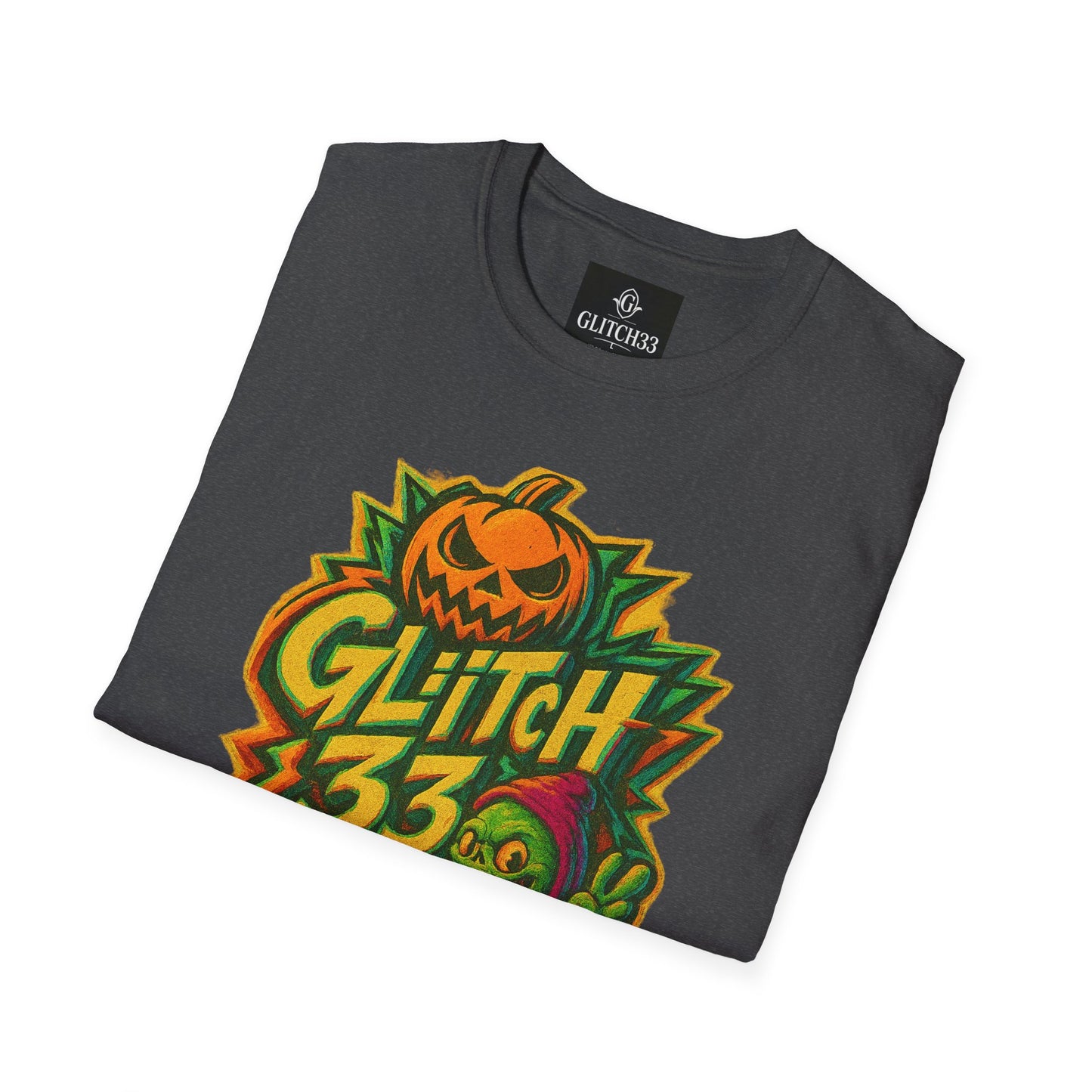 Halloween Glitch Graphic T-Shirt, Unisex Tee for Fall Fun, Pumpkin Theme, Casual Wear, Halloween Costume, Gift for Friends