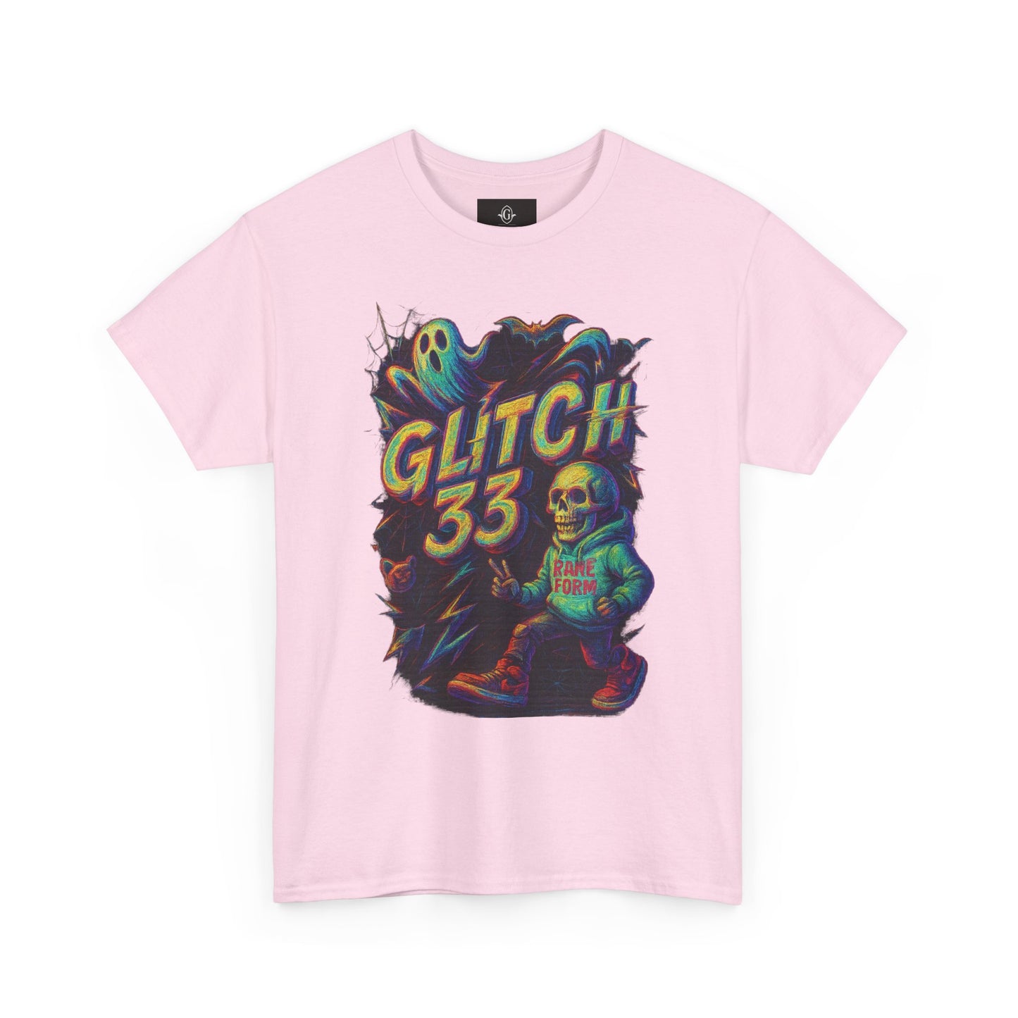 Glitch 33 Unisex Heavy Cotton Tee, Spooky Halloween Shirt, Gamer Gift, Streetwear Style, Casual Wear, Graphic Tee