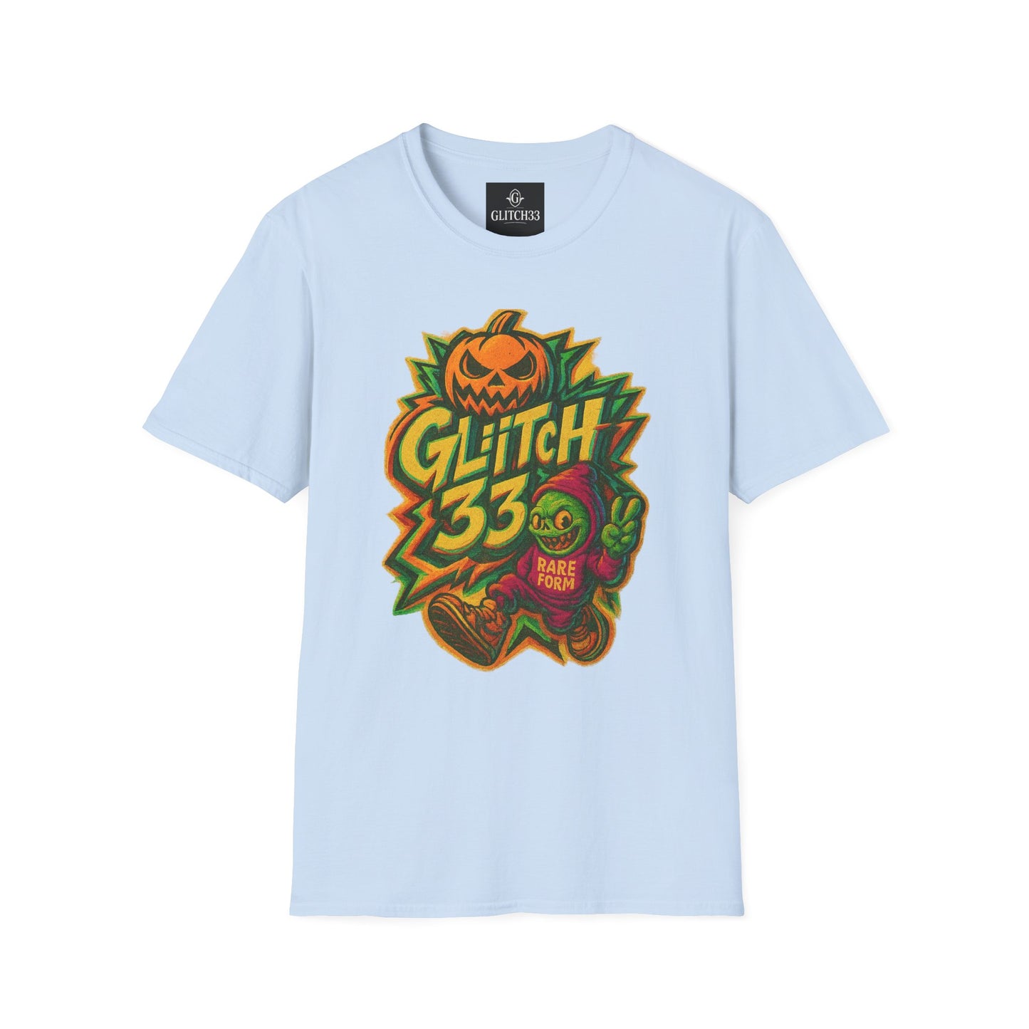 Halloween Glitch Graphic T-Shirt, Unisex Tee for Fall Fun, Pumpkin Theme, Casual Wear, Halloween Costume, Gift for Friends