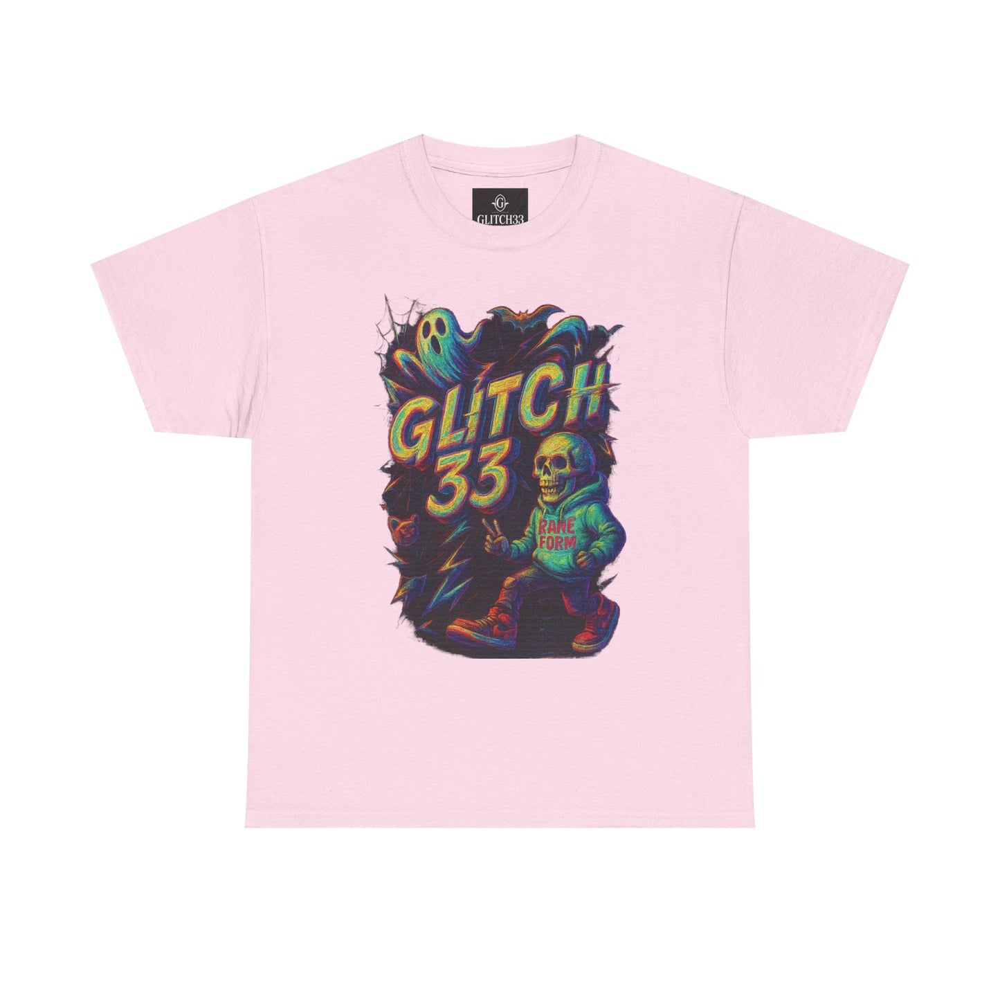 Glitch 33 Unisex Heavy Cotton Tee, Spooky Halloween Shirt, Gamer Gift, Streetwear Style, Casual Wear, Graphic Tee