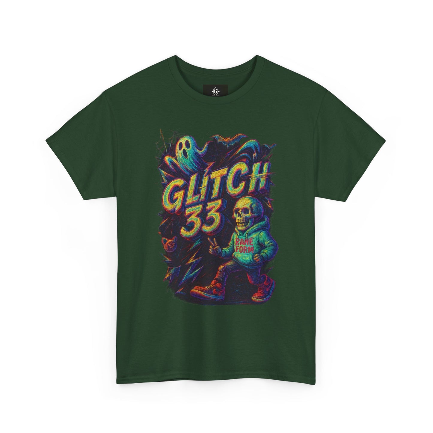 Glitch 33 Unisex Heavy Cotton Tee, Spooky Halloween Shirt, Gamer Gift, Streetwear Style, Casual Wear, Graphic Tee