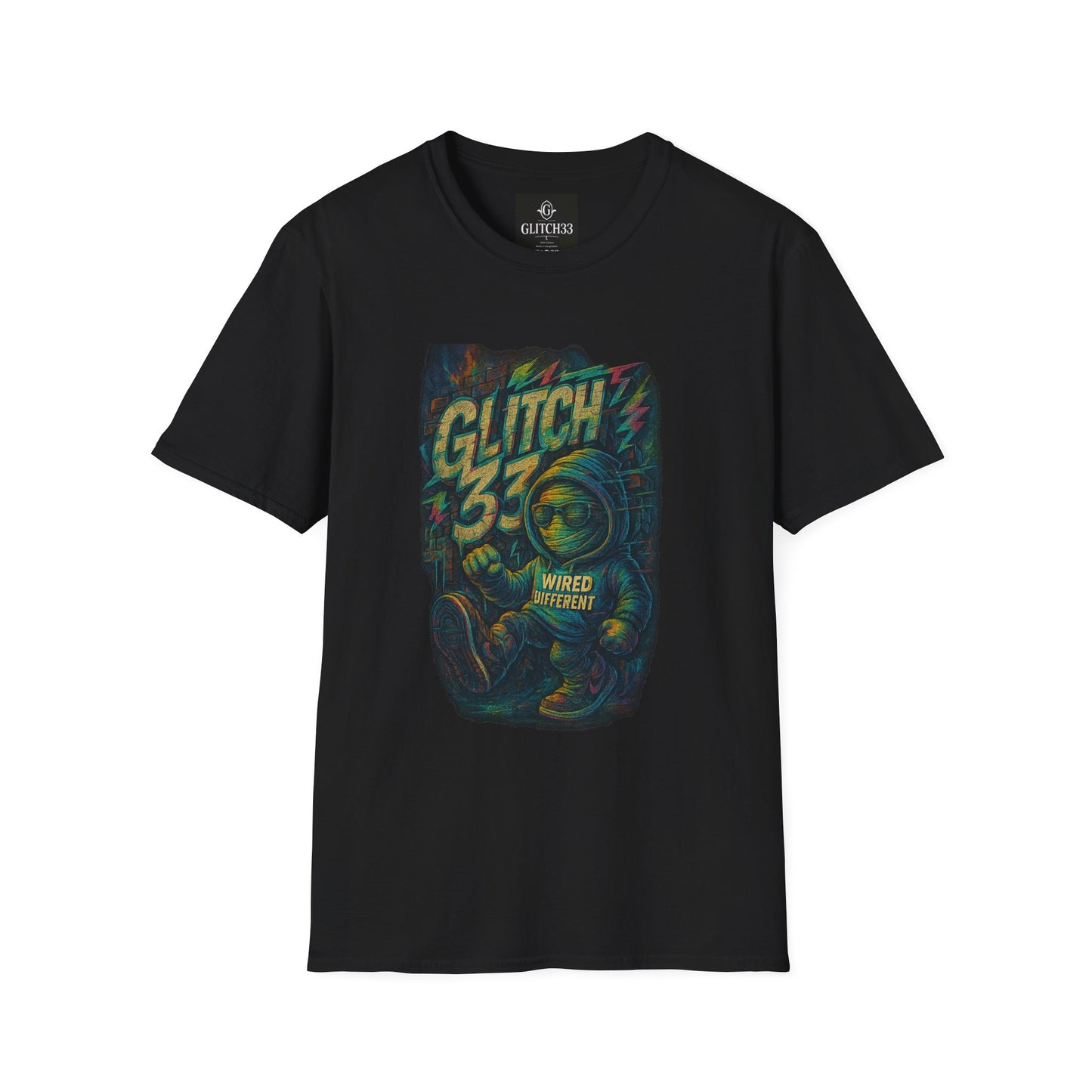 Glitch Graphic Unisex Softstyle T-Shirt - Vintage Retro Tee, Cute Casual Wear, Perfect for Gift Giving, Summer Fashion, Gamer Style