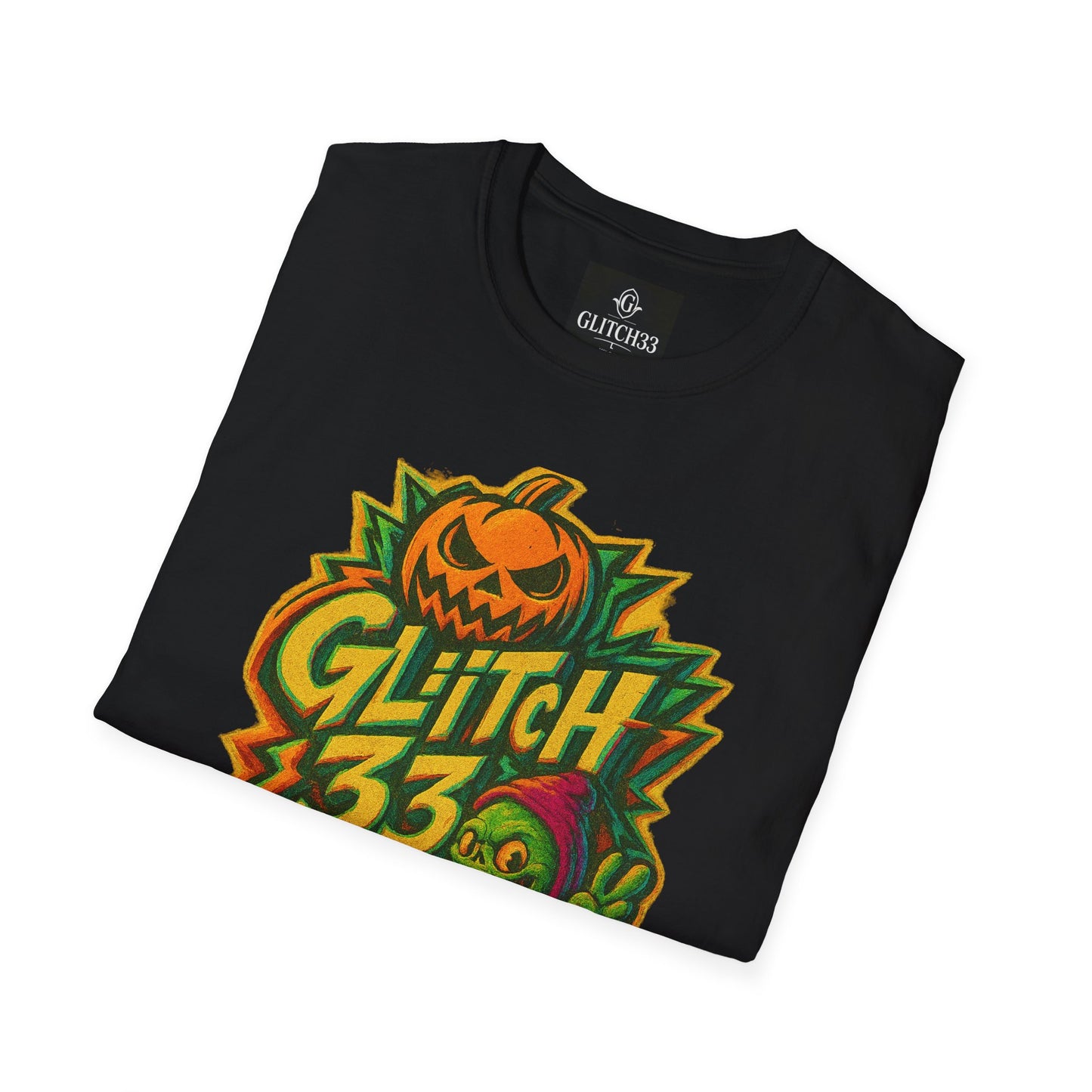 Halloween Glitch Graphic T-Shirt, Unisex Tee for Fall Fun, Pumpkin Theme, Casual Wear, Halloween Costume, Gift for Friends
