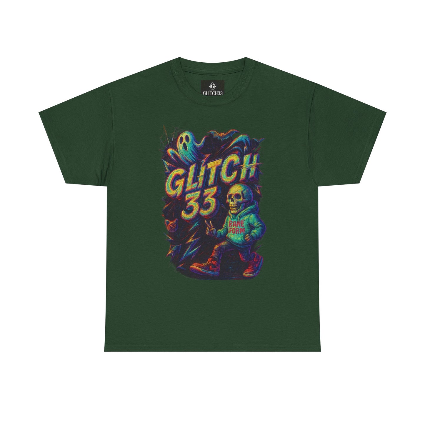 Glitch 33 Unisex Heavy Cotton Tee, Spooky Halloween Shirt, Gamer Gift, Streetwear Style, Casual Wear, Graphic Tee