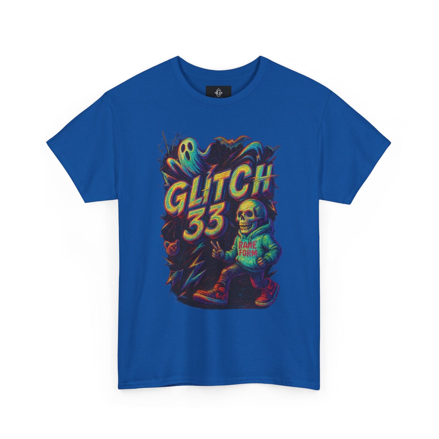 Glitch 33 Unisex Heavy Cotton Tee, Spooky Halloween Shirt, Gamer Gift, Streetwear Style, Casual Wear, Graphic Tee