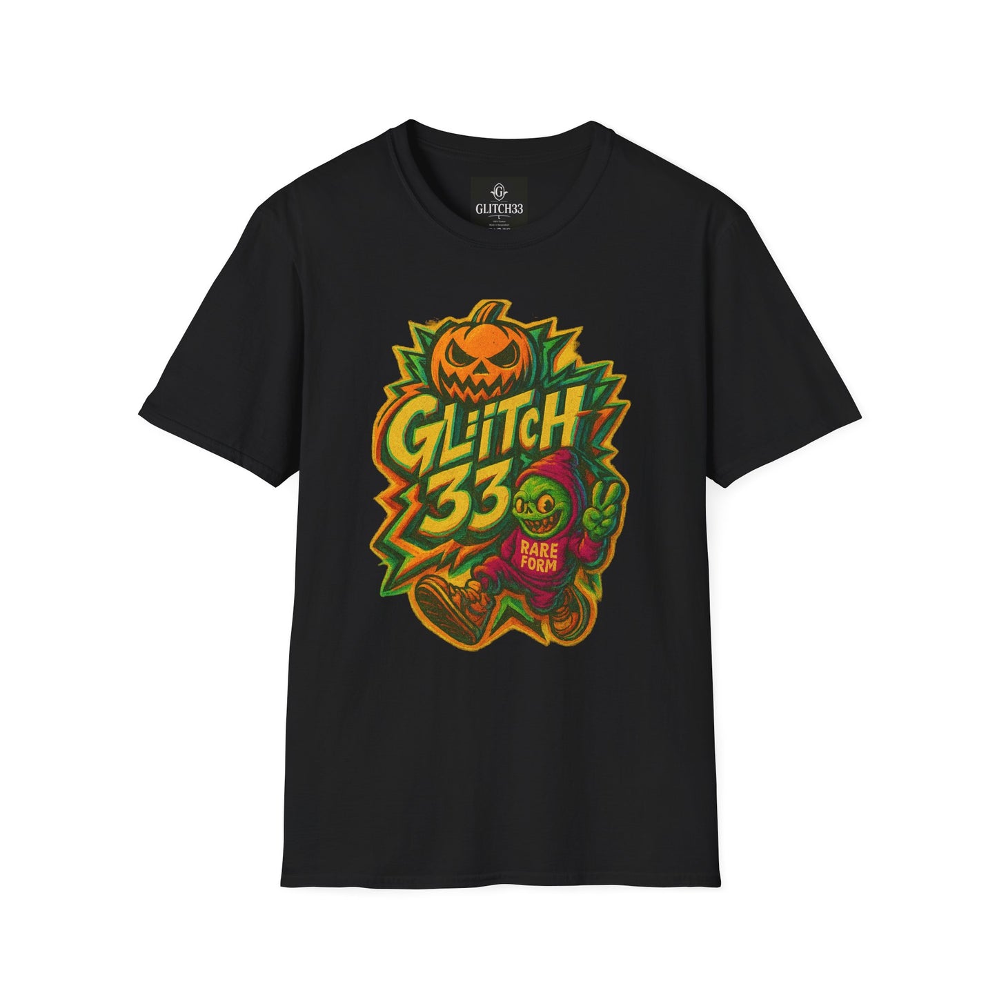 Halloween Glitch Graphic T-Shirt, Unisex Tee for Fall Fun, Pumpkin Theme, Casual Wear, Halloween Costume, Gift for Friends