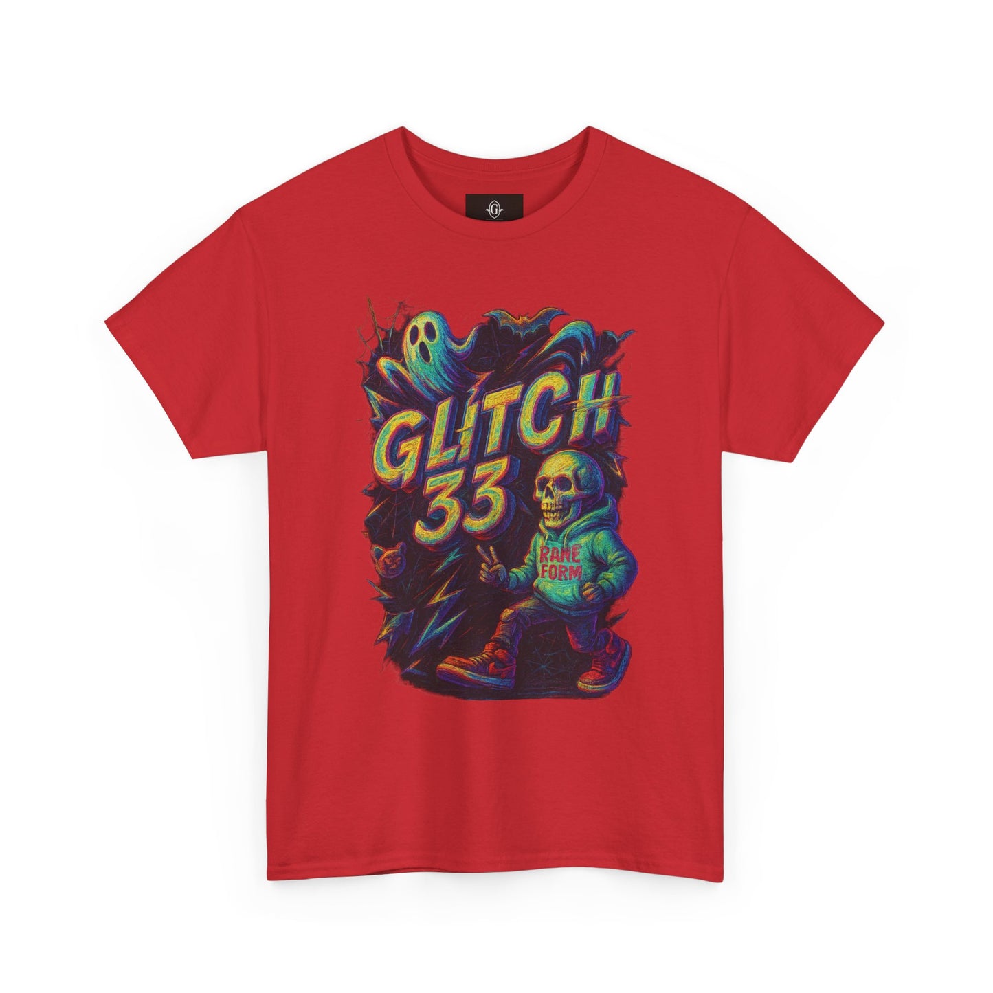 Glitch 33 Unisex Heavy Cotton Tee, Spooky Halloween Shirt, Gamer Gift, Streetwear Style, Casual Wear, Graphic Tee