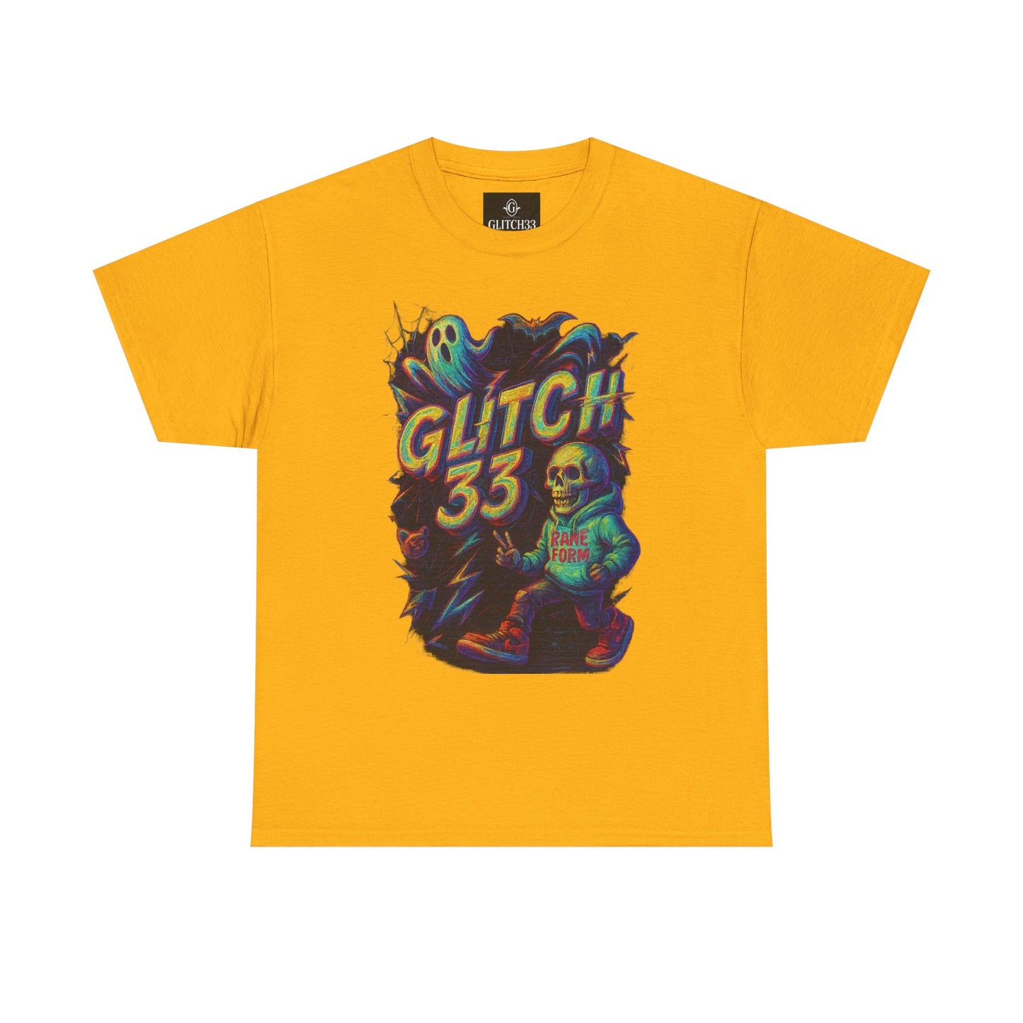 Glitch 33 Unisex Heavy Cotton Tee, Spooky Halloween Shirt, Gamer Gift, Streetwear Style, Casual Wear, Graphic Tee