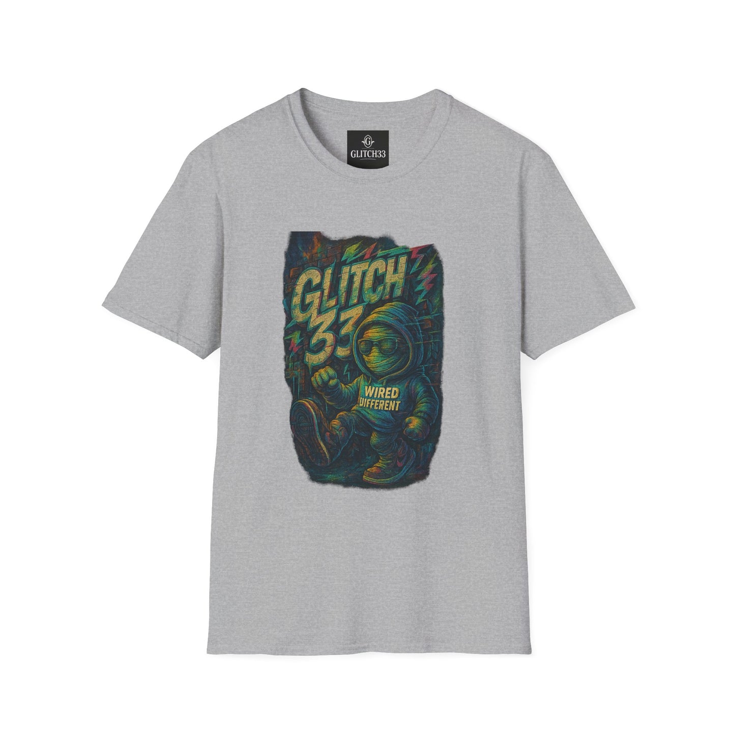 Glitch Graphic Unisex Softstyle T-Shirt - Vintage Retro Tee, Cute Casual Wear, Perfect for Gift Giving, Summer Fashion, Gamer Style